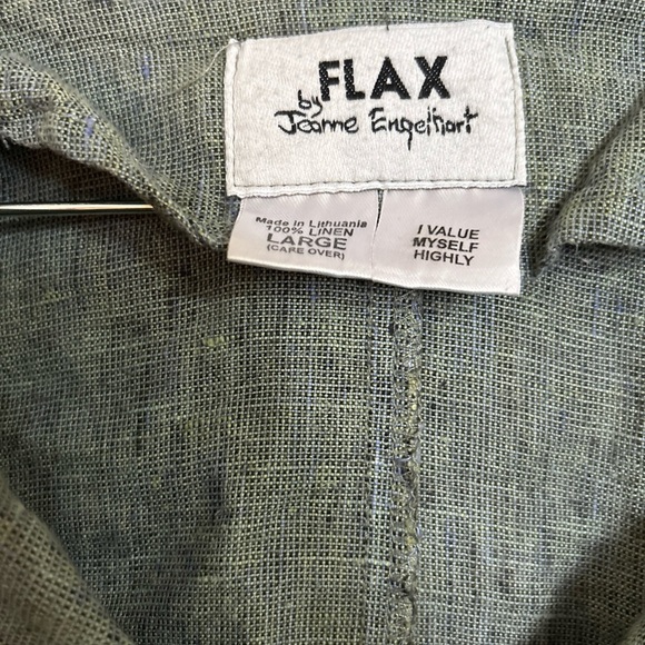 FLAX button down Linen Jacket lagenlook chore coat size L - Picture 2 of 3
